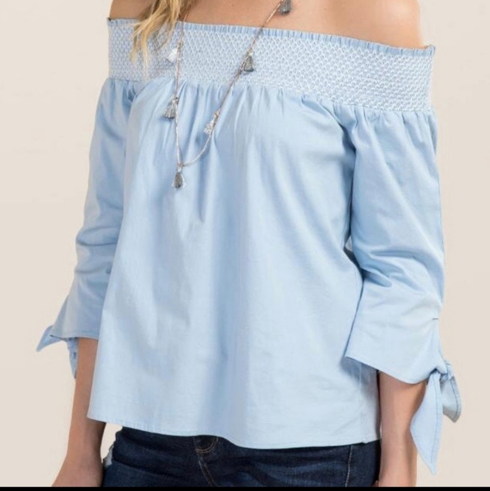 Chambray Off the Shoulders Top